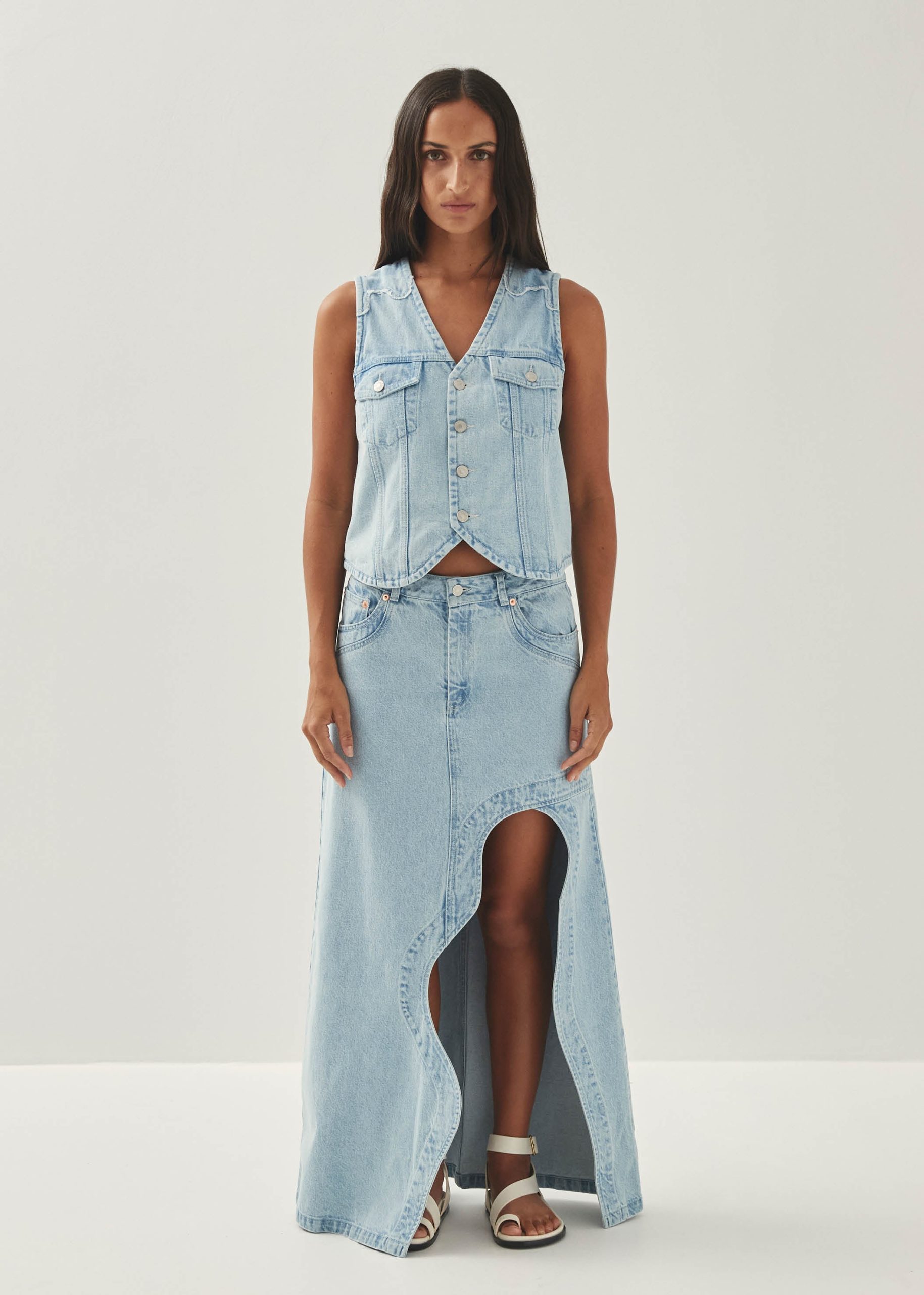 Carmina Light Blue Denim Skirt