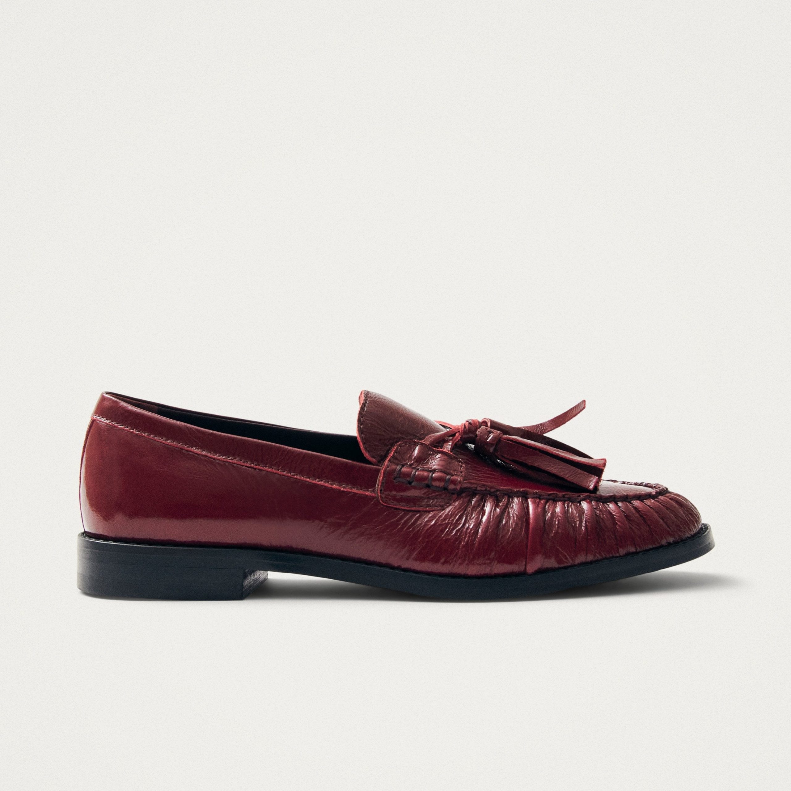 Marietta Burgundy Patent Leather Loafers - Image 3