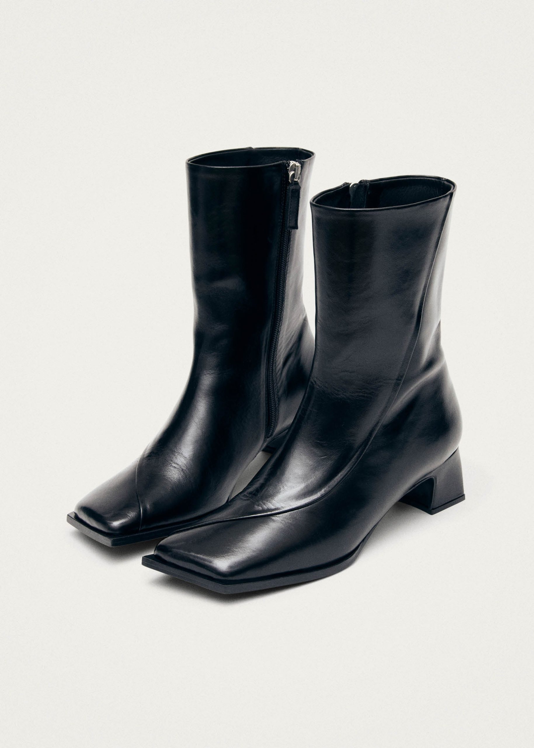 Chantal Black Leather Ankle Boots - Image 4