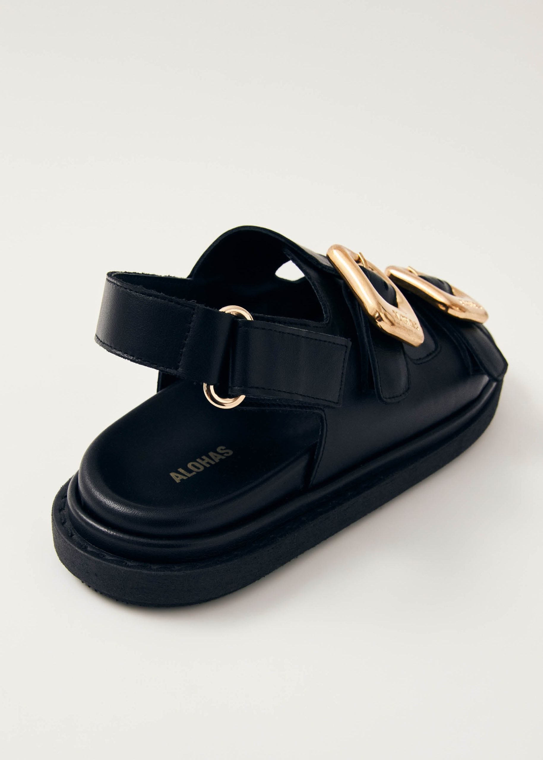 Daria Black Leather Sandals - Image 8