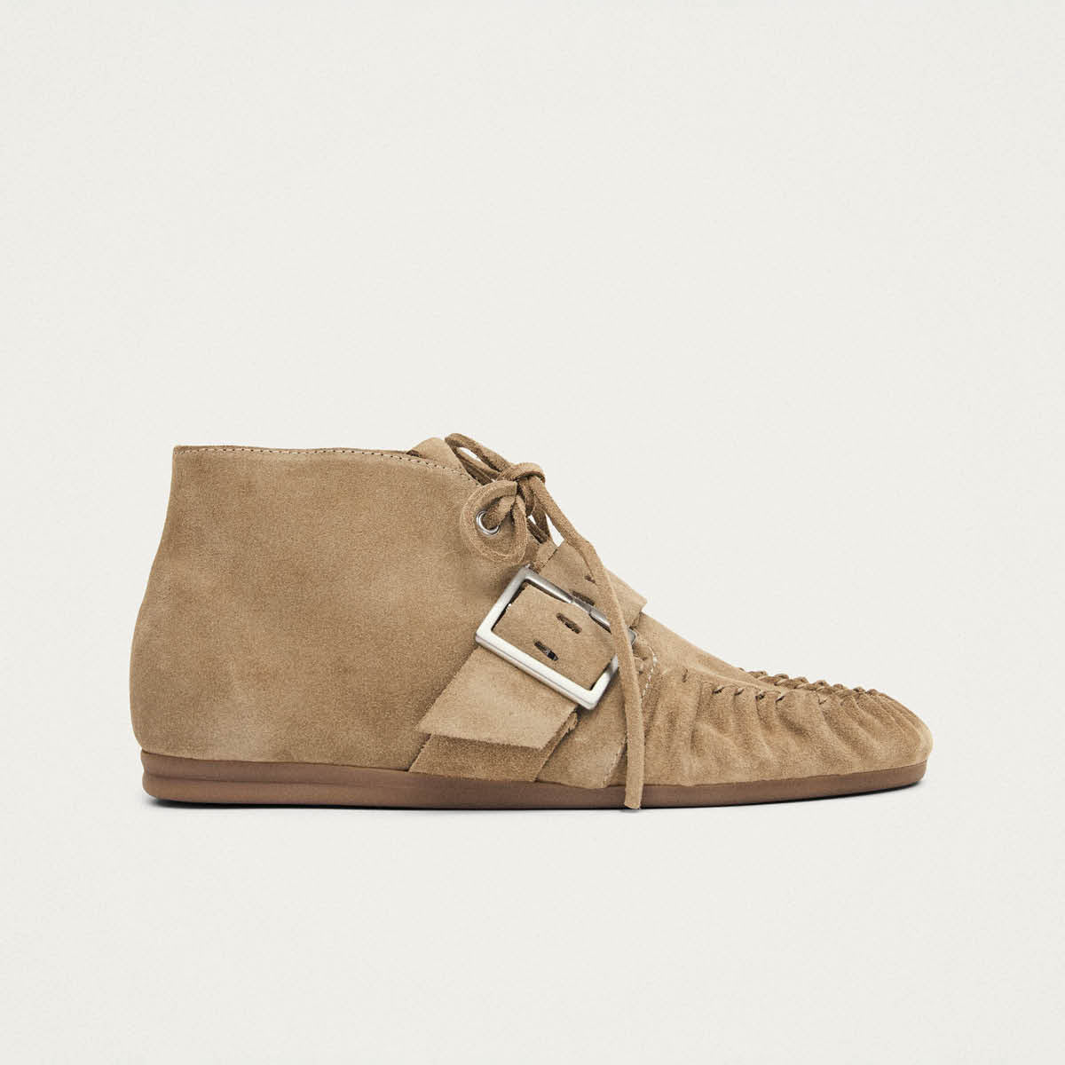 Bark Suede Beige Leather Loafers - Image 3