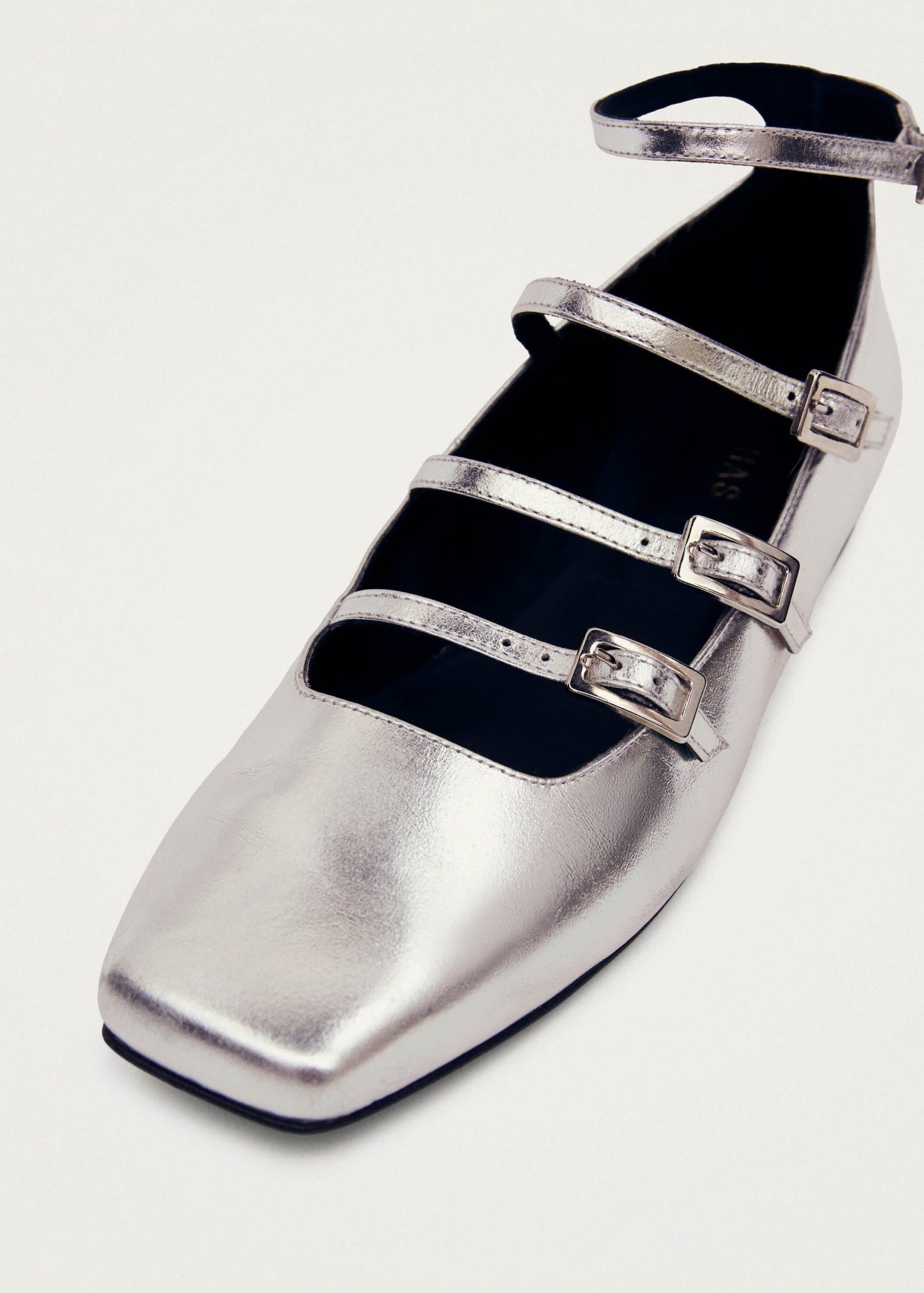 Luke Shimmer Silver Leather Ballet Flats - Image 7
