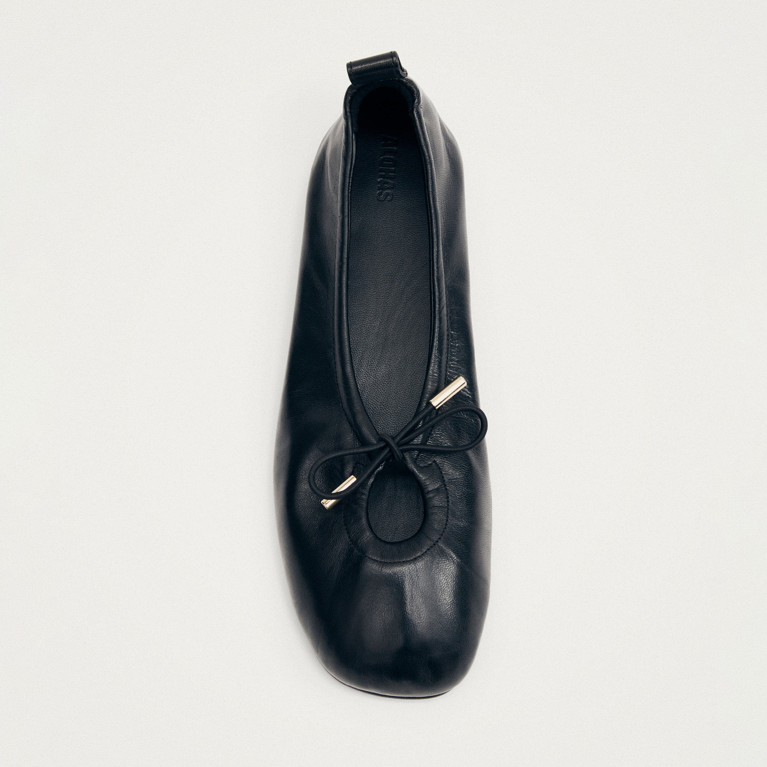 Rosalind Black Leather Ballet Flats - Image 3