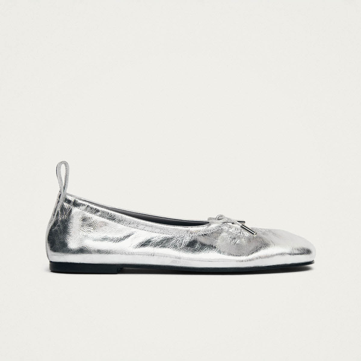 Rosalind Shimmer Silver Leather Ballet Flats - Image 3