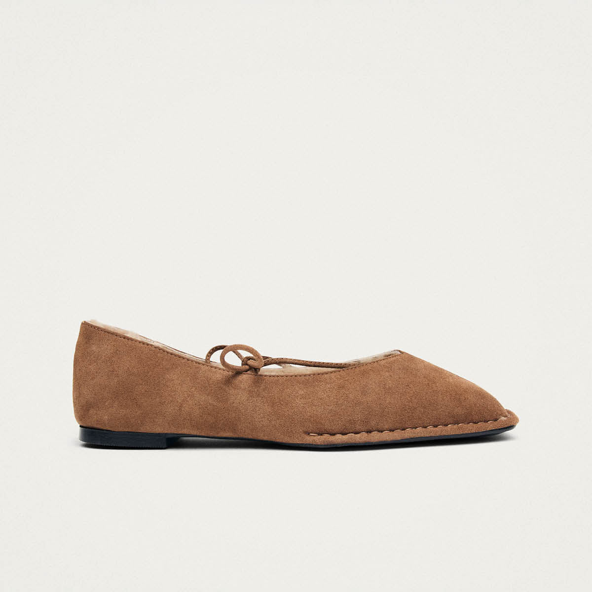 Sway Cozy Tan Leather Ballet Flats - Image 3