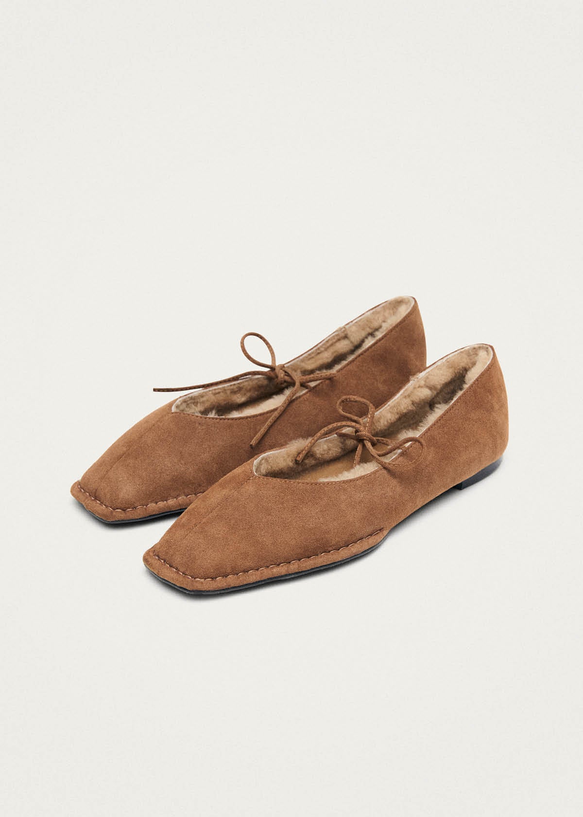 Sway Cozy Tan Leather Ballet Flats - Image 5