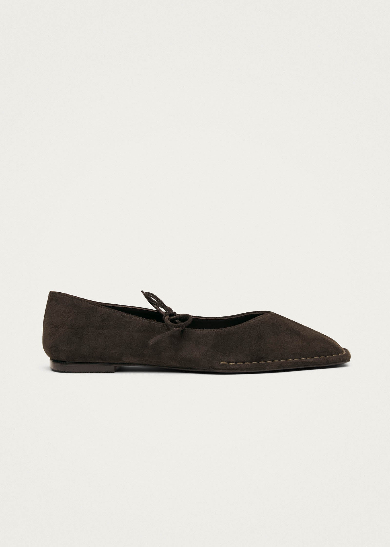 Sway Suede Coffee Brown Leather Ballet Flats - Image 4